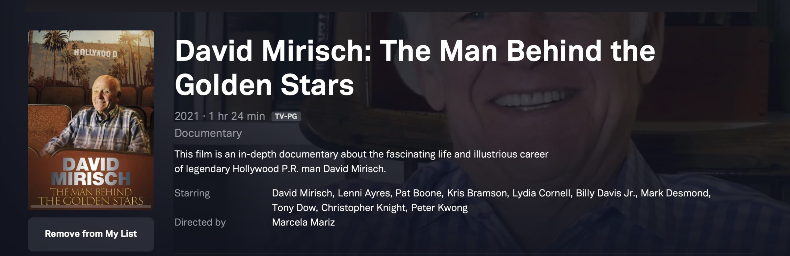 David Mirisch, The Man Behind the Golden Stars released on Tubi and Amazon